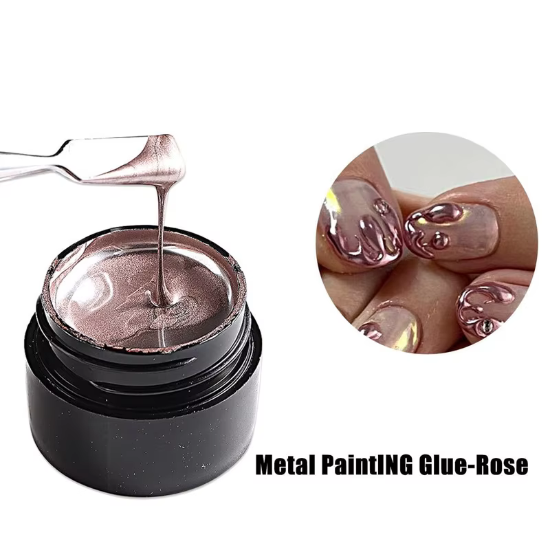 Peinture métallique Gel Chrome or argent Rose or effet miroir vernis à ongles Super lumineux ligne d