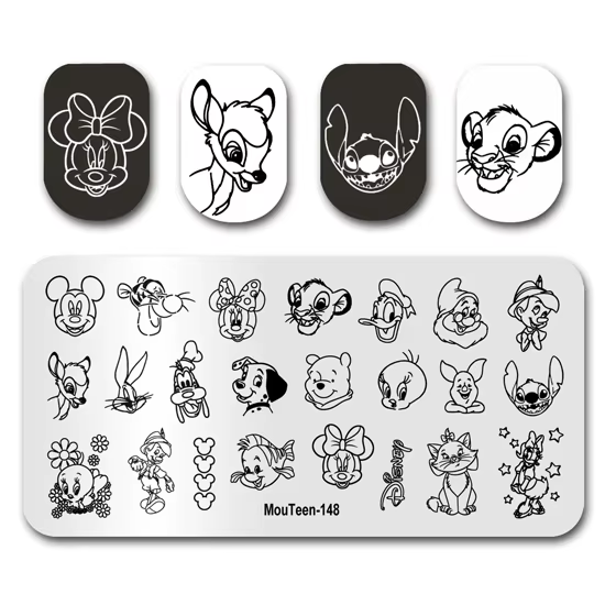 Plaque de tampon MouTeen-148 grandes plaques d'estampage d'ongles Disney Mickey Mouse ensemble de ma