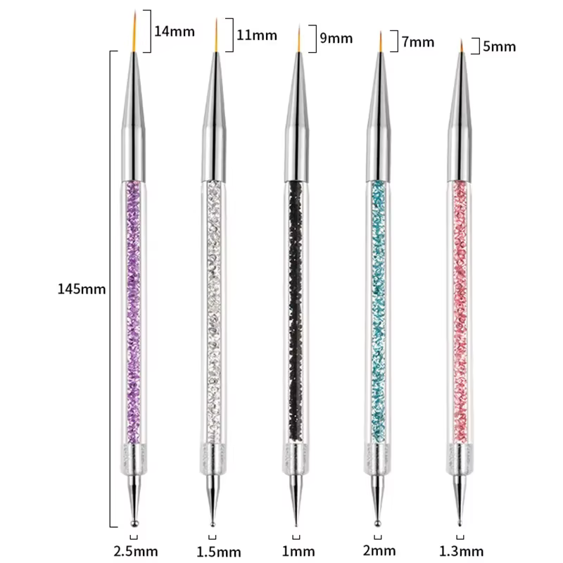 Stylo à points pour Nail Art, 5 pièces, fournitures de doublure pour dessin acrylique, brosse, stras