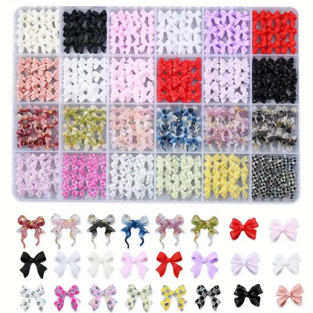 12/24 grilles 3D mixte Rose/arc/fruits/perles breloques pour ongles fleur, papillon, perles amour, l
