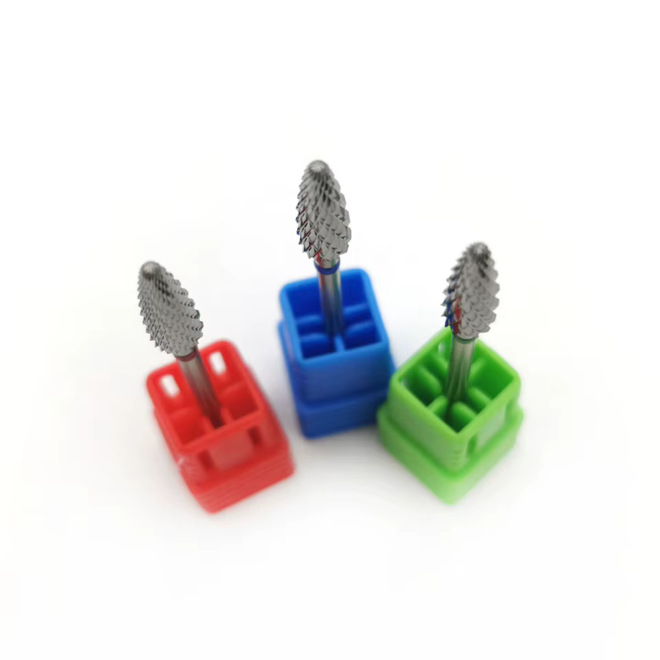 HYTOOS 5mm flamme peu 3/32 carbure forets à ongles manucure bavure enlever Gel électrique fraise acc