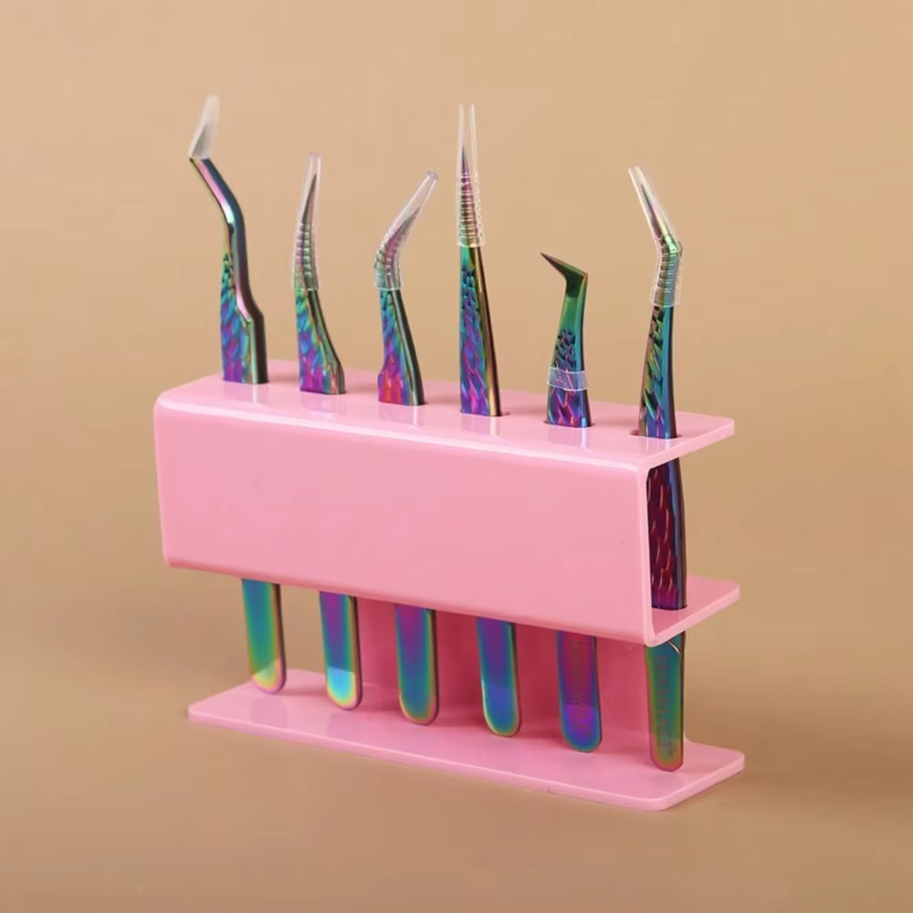 Support de rangement pour pincettes en acrylique à 6 trous, présentoir professionnel pour extensions