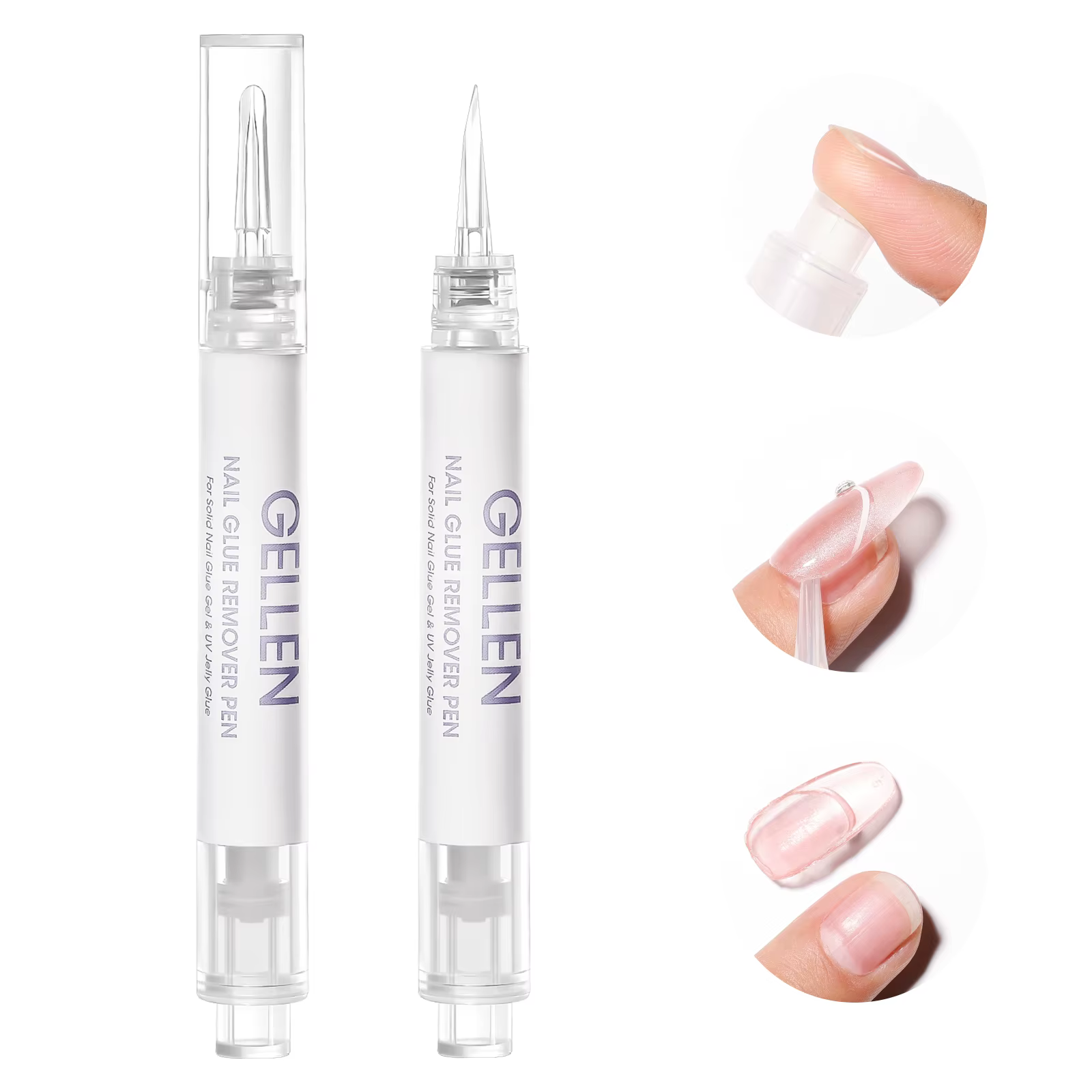 Stylo Dissolvant de Colle à Ongles GELLEN, Lot de 2, Dissolvant Rapide pour Faux Ongles à Presser, G