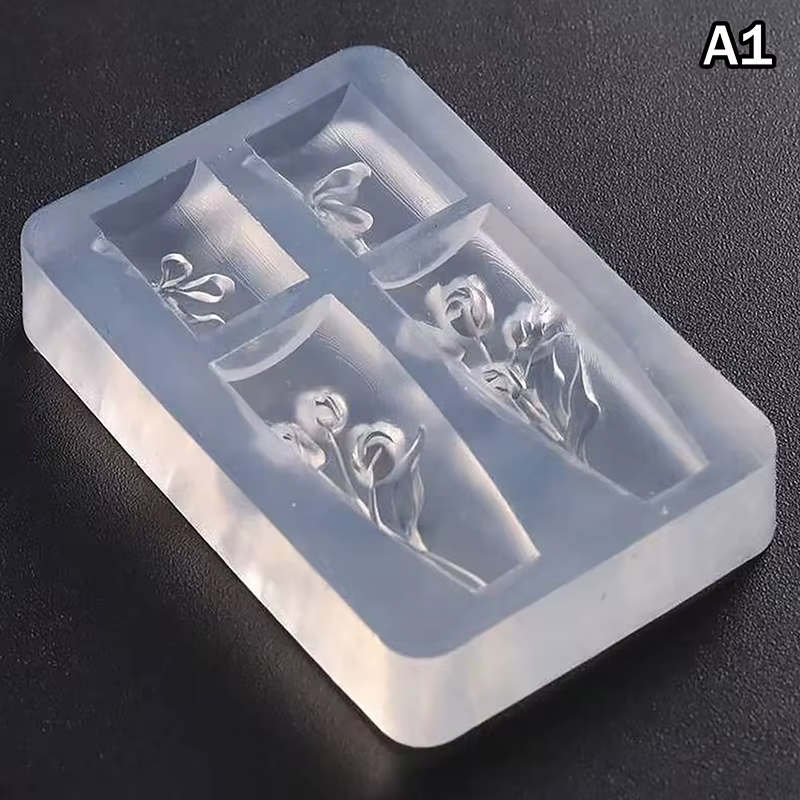 Moule à ongles en Silicone, décorations pour Nail Art, bricolage, fleur tulipe, modèle d'art des ong