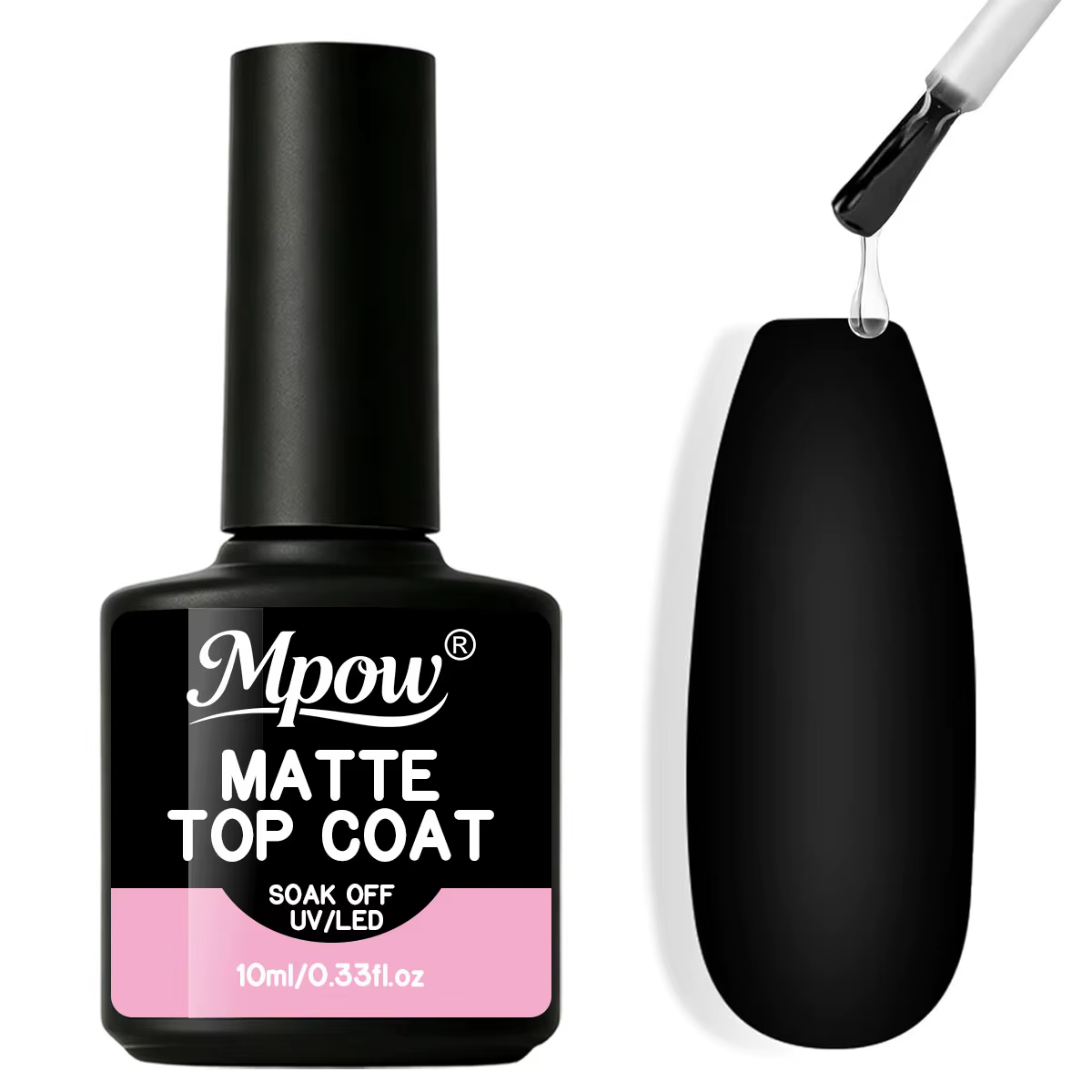 Mpow 10ml Gel de finition mat fonctionnel pour nail art, fini velours lisse, semi-permanent UV LED, 