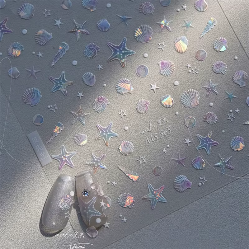 Autocollants de manucure pour Nail Art, plage d'été, coquille d'océan, clammes, conque, étoiles, bul