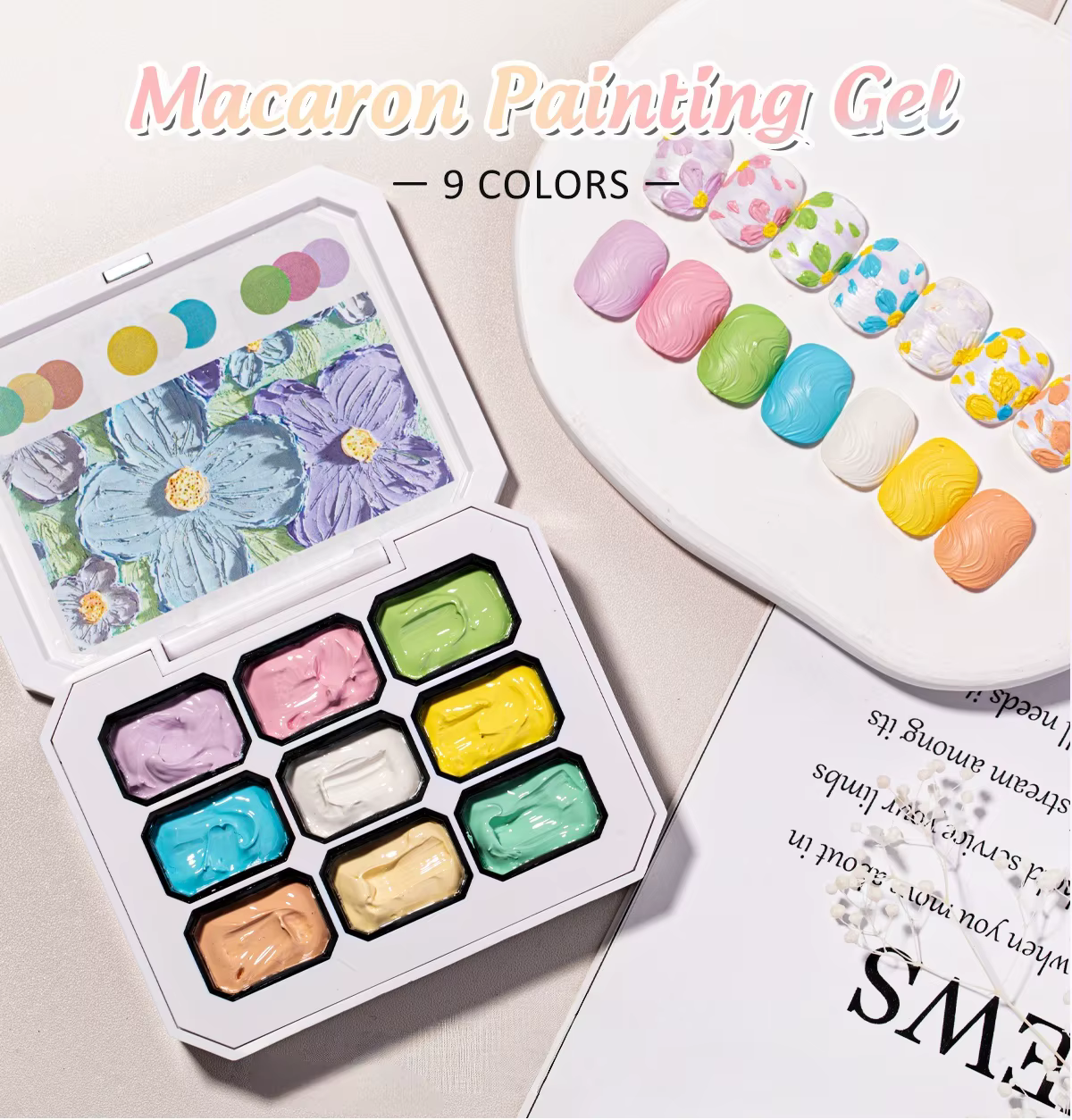 Vernis à ongles solide de la série Macaron 9 couleurs, gel pour nail art, couleur vive, texture crèm