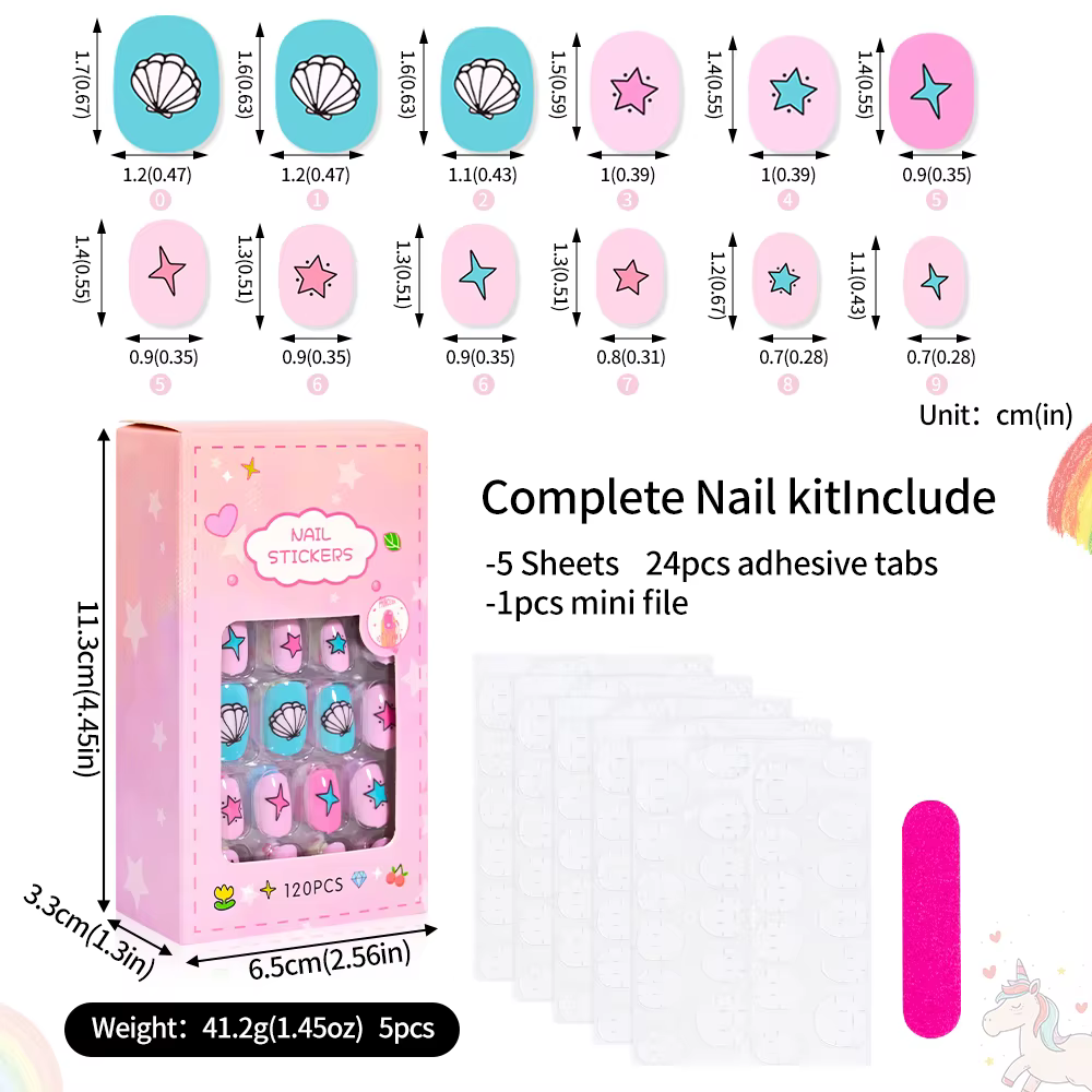 120 pièces enfants presse sur ongles enfants dessin animé acrylique faux ongles conseils Kawaii fill