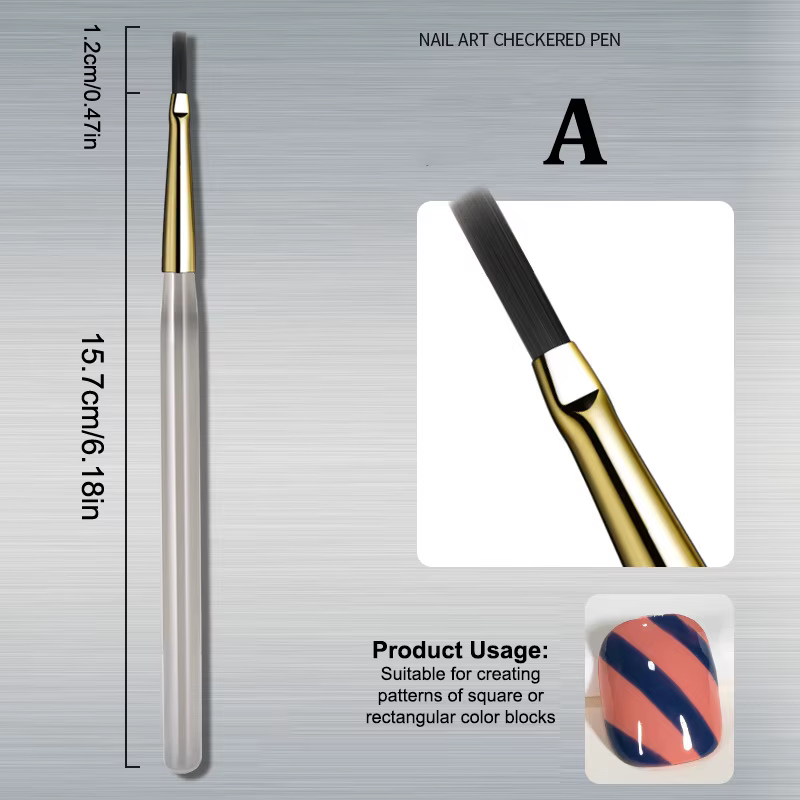 Pinceau de peinture pour Nail Art, lignes acryliques, stylo à rayures, grille, fleur, papillon, dess