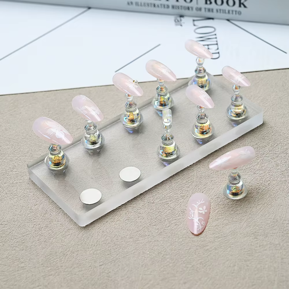 Support magnétique Transparent pour faux ongles Aurora, 5/10 pièces, présentoir à pression sur les o