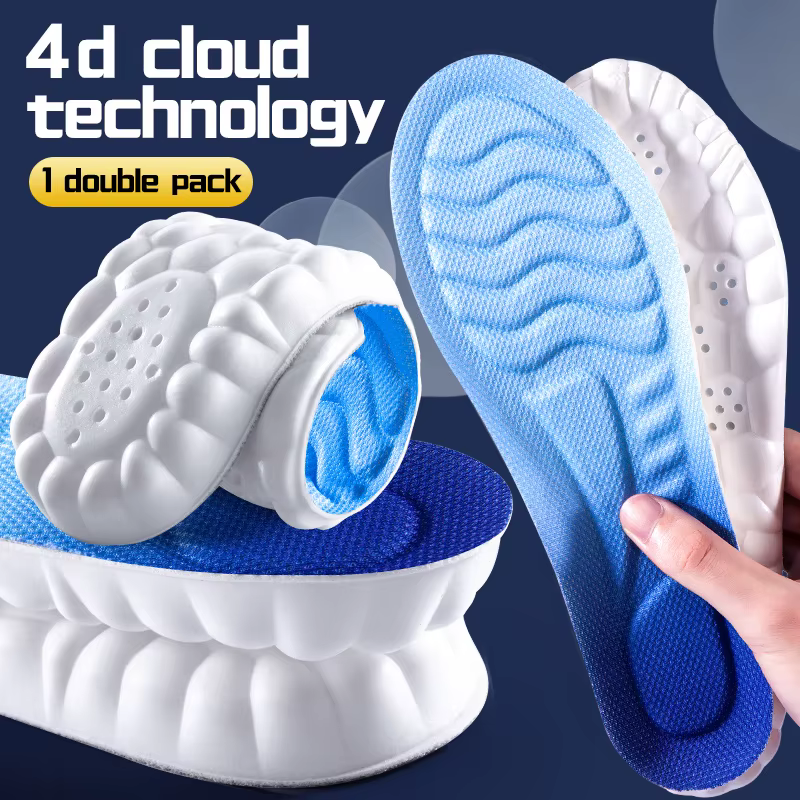 Semelles intérieures de sport pour chaussures, technologie Cloud 4D, semelle en PU, coussin d'absorp