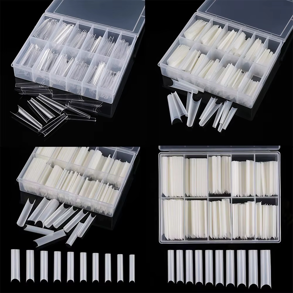 200/240 pièces XXL carré presse sur faux ongles conseils C incurvé droit acrylique Extra Long clair 