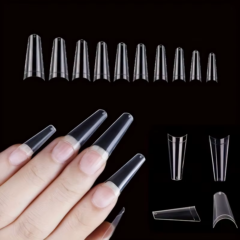 500 pièces faux ongles Art conseils français naturel Transparent cercueil faux ongles conseils acryl