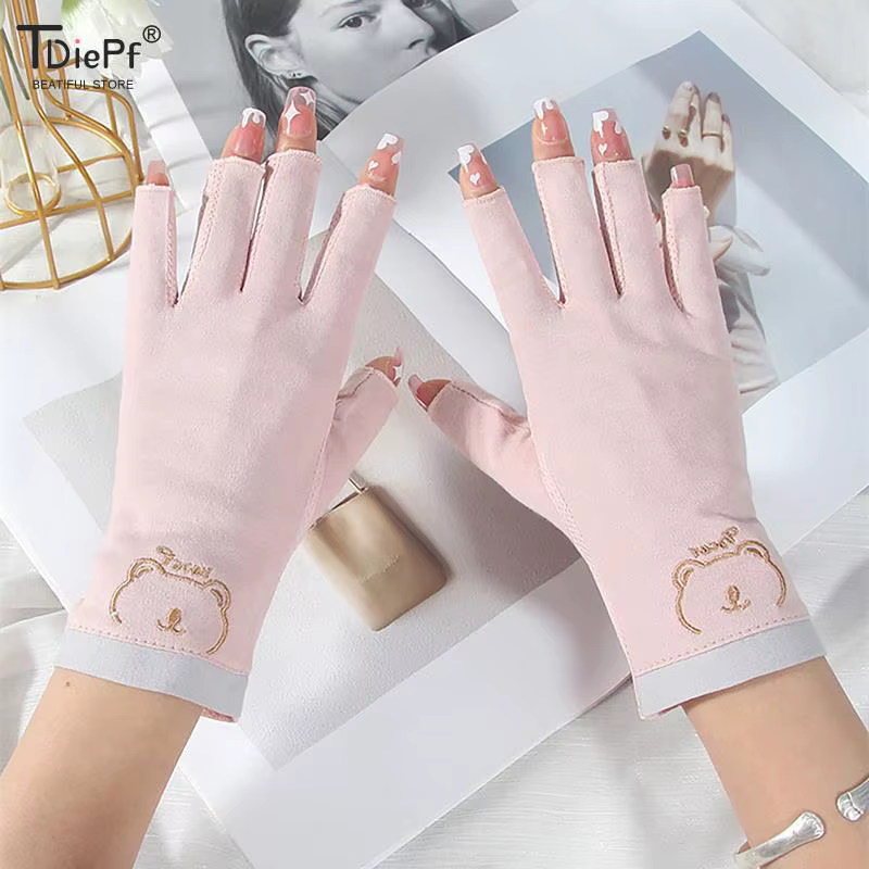 Gants anti-uv pour ongles, 1 paire, bouclier de Gel UV, sans doigts, outils de manucure, Nail Art, l