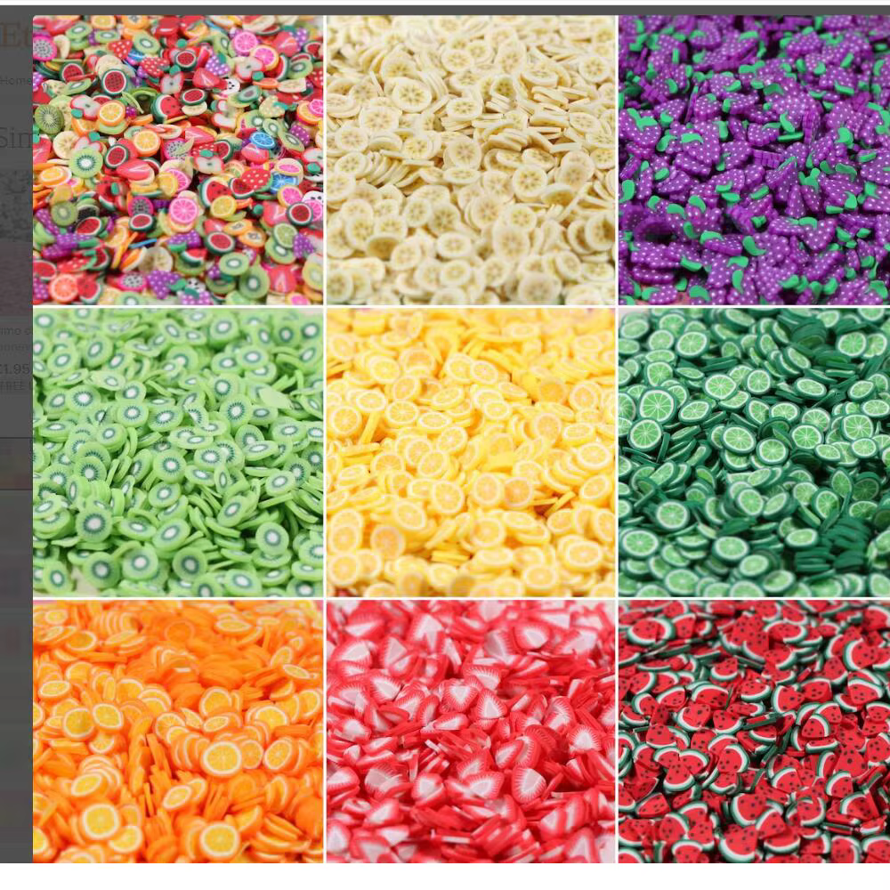 1000pc-240Pc tranches de fruits pour ongles, argile polymère 3D tranches de fruits autocollant tranc