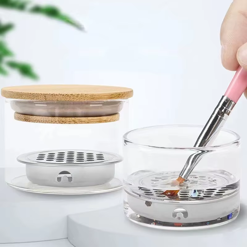 Gobelet à stylo de lavage pour ongles avec couvercle et filtre à mailles, outil de lavage de brosses