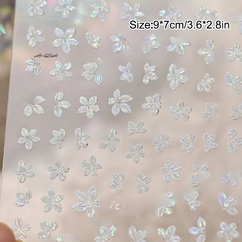 Autocollant pour ongles en forme de fleur à 5 pétales, Mini décalcomanie fraîche de petite couleur, 