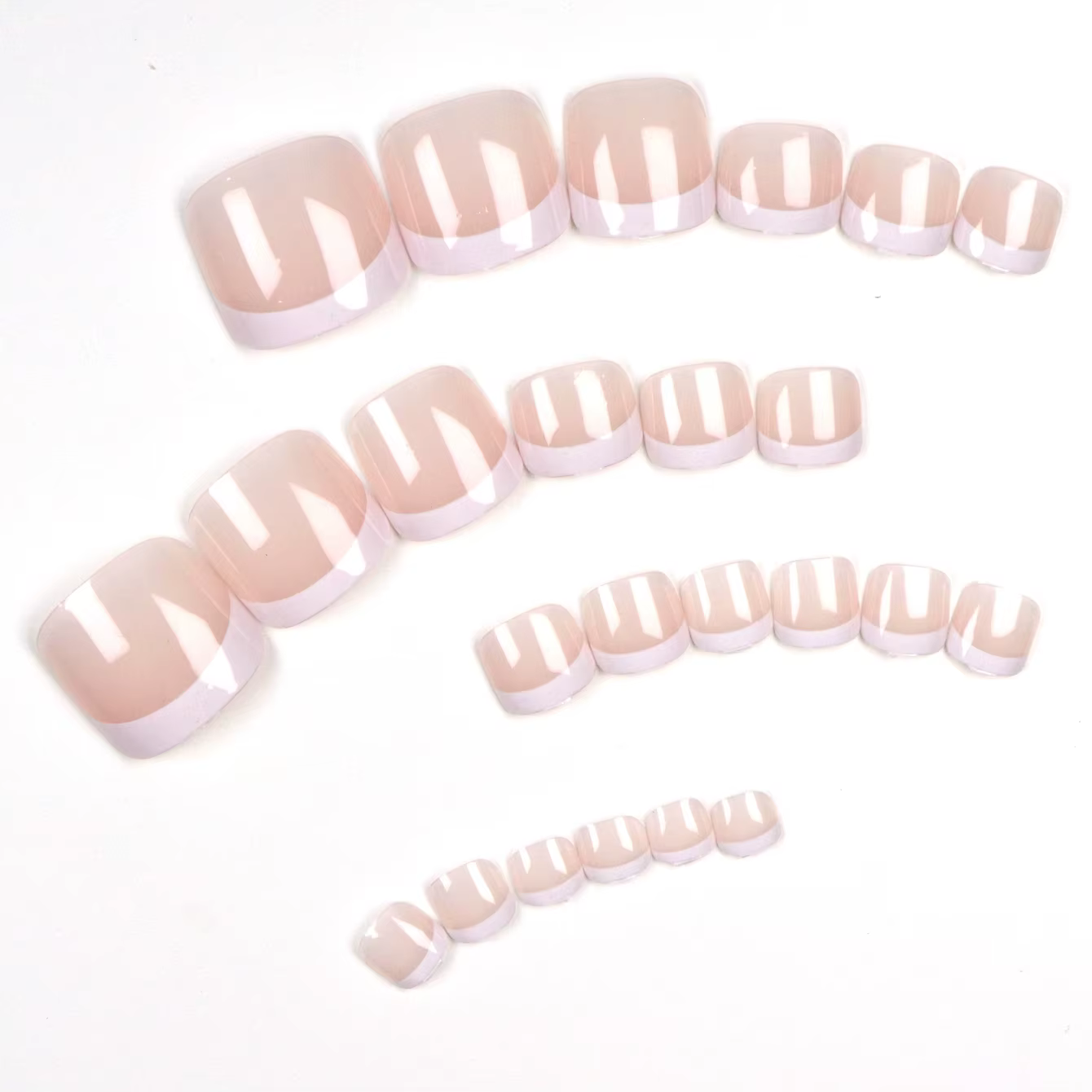 120 pièces court carré faux ongles d'orteil conseils rose français doux Gel presse sur ongles bord b