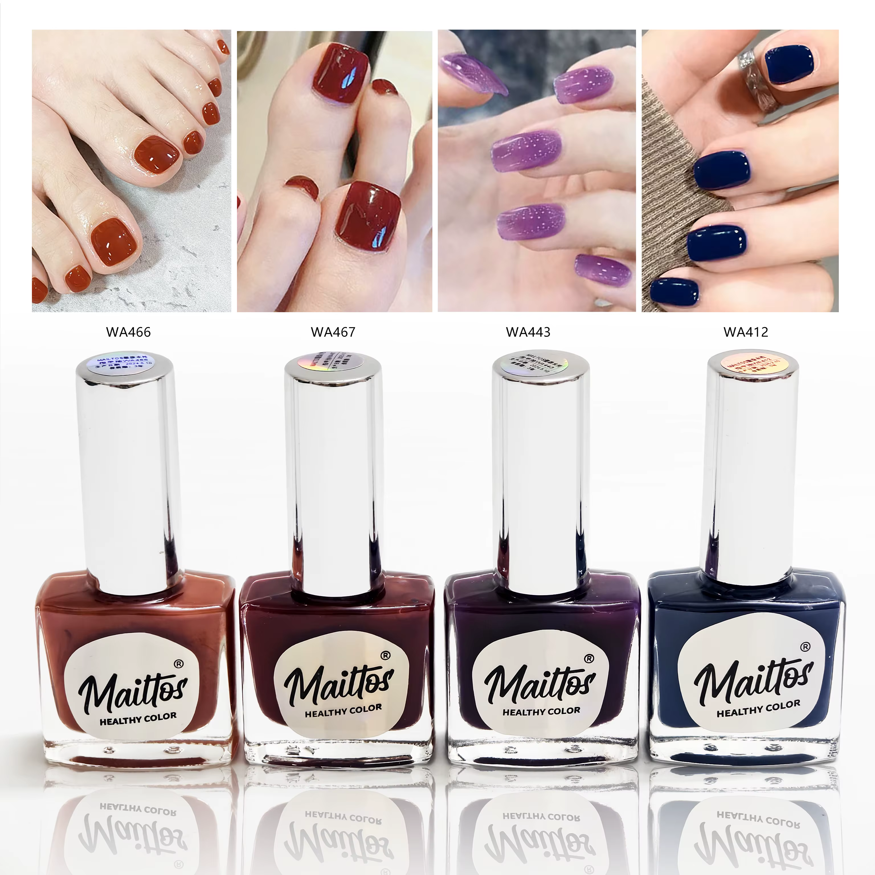 12mlx4 [412/443/466/467] pumpki, rouge, violet glacé, bleu Vernis à ongles à base d'eau, sans odeur,