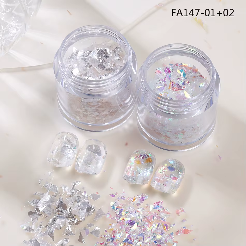 2 bouteilles de paillettes irisées pour ongles, paillettes holographiques irrégulières, paillettes s