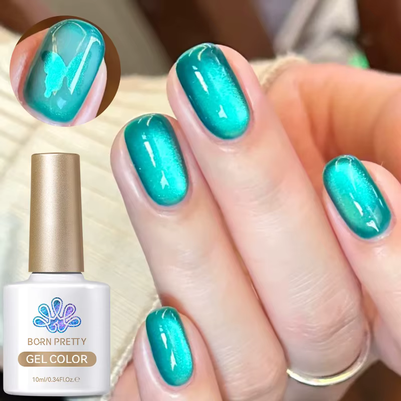 BORN PRETTY 10ml/15ml Gel Magnétique Vert Guava Effet Chat Brillant Semi-Permanent Soak Off Vernis U
