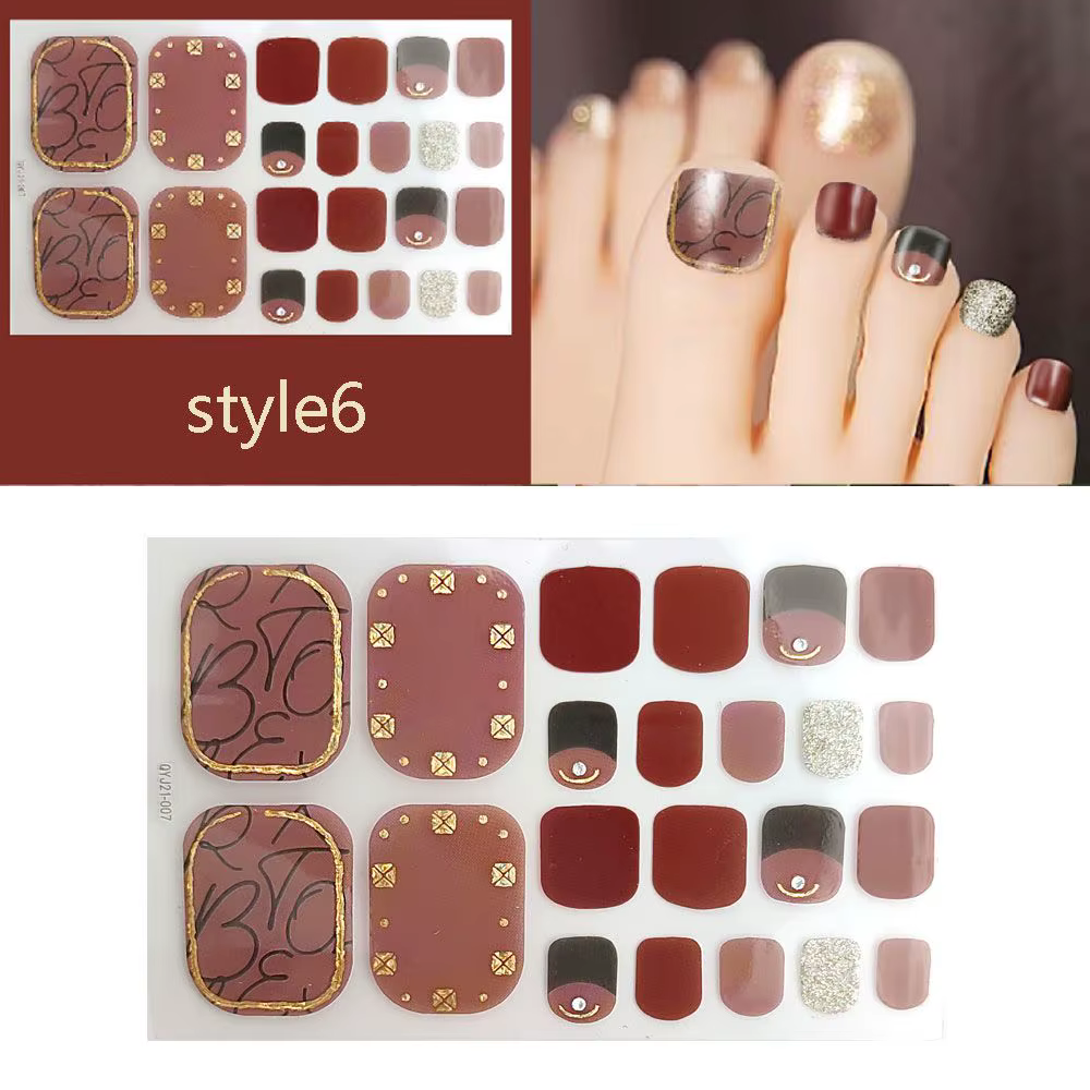 Femmes filles faux ongles rayure couverture complète imperméable Style frais décorations de pieds br