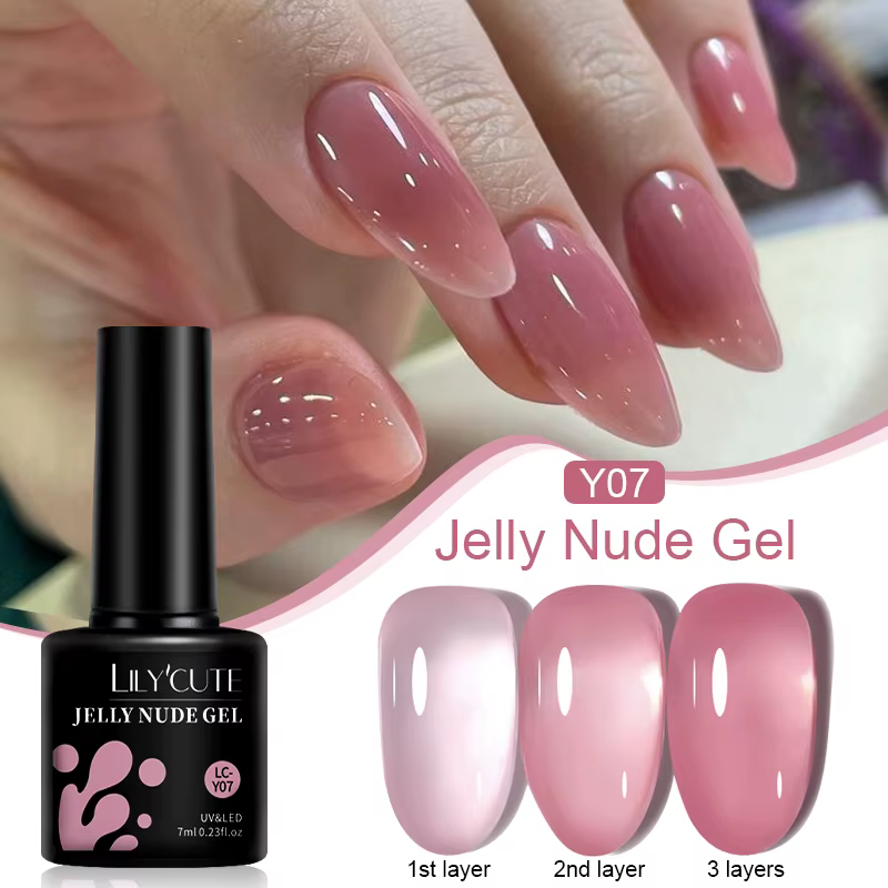 LILYCUTE 7ML gelée nue Gel vernis à ongles Pudding translucide couleur Gel vernis Semi Permanent UV 