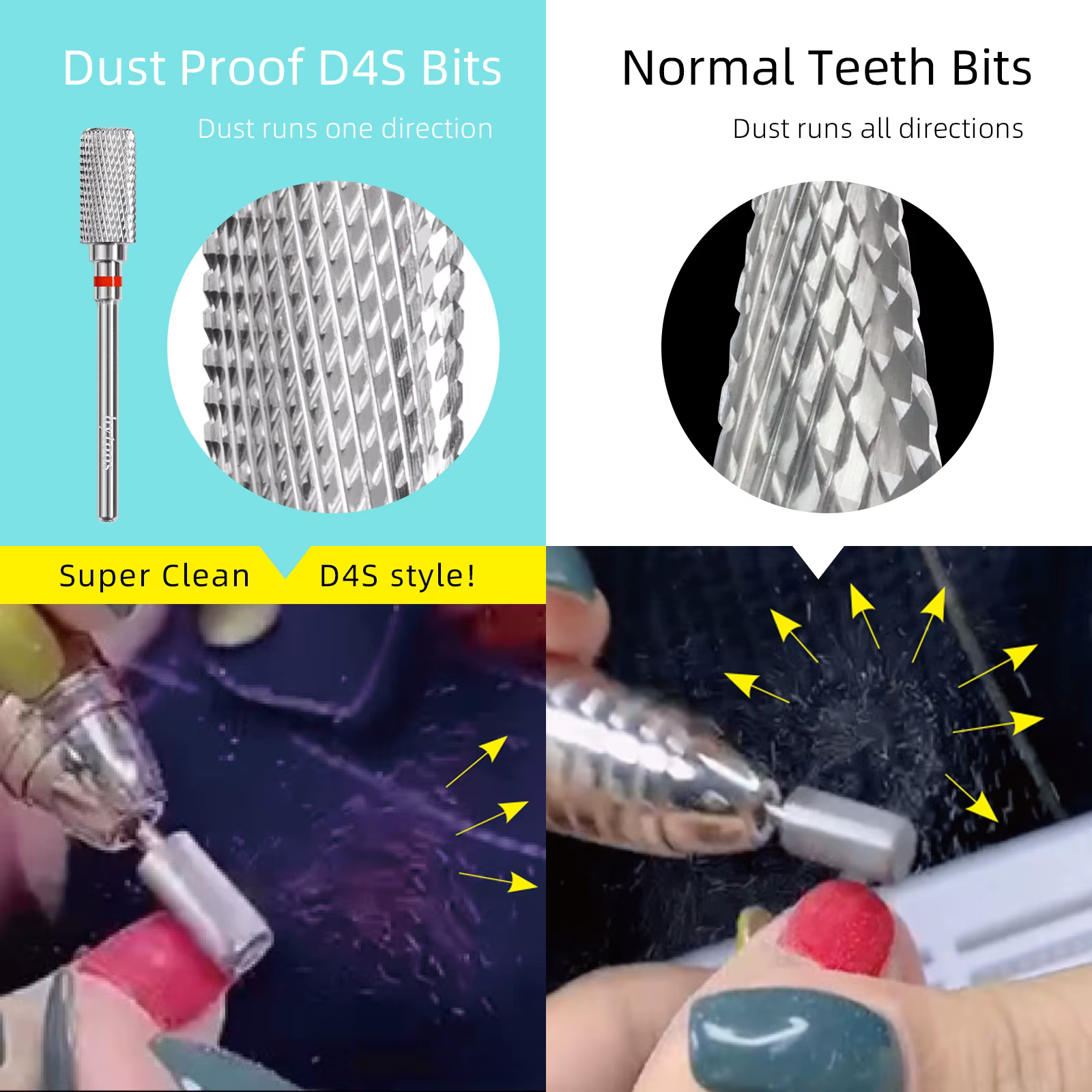 HYTOOS 13mm baril carbure forets à ongles anti-poussière foret à ongles 3/32 main droite manucure él