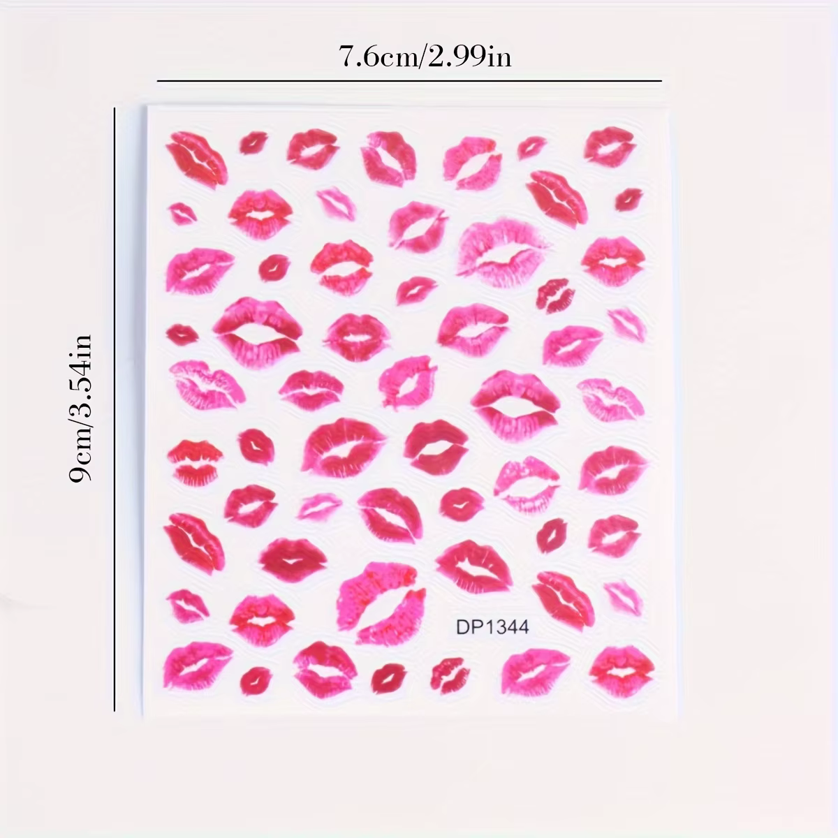 Autocollants pour ongles imprimés Fantasy Heart & Kiss – Autocollants auto-adhésifs à finition mate 