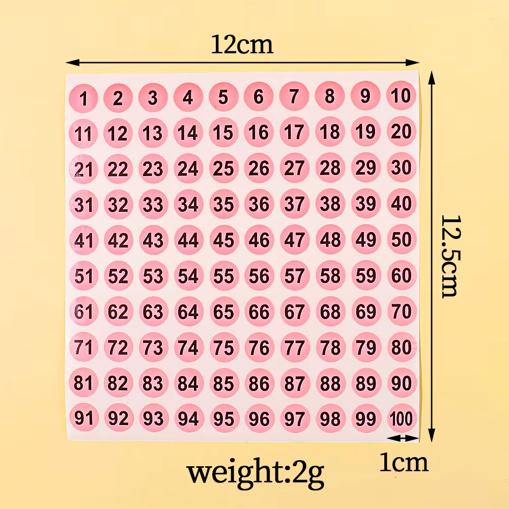 Étiquette autocollante numéro rose étanche pour vernis à ongles, marquage de vernis Gel de couleur,