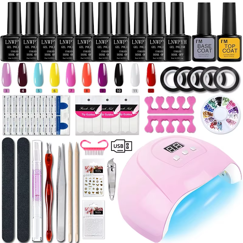 Kit de vernis gel professionnel, kit de gel pour ongles avec sécheuse à ongles, kit de vernis gel à 