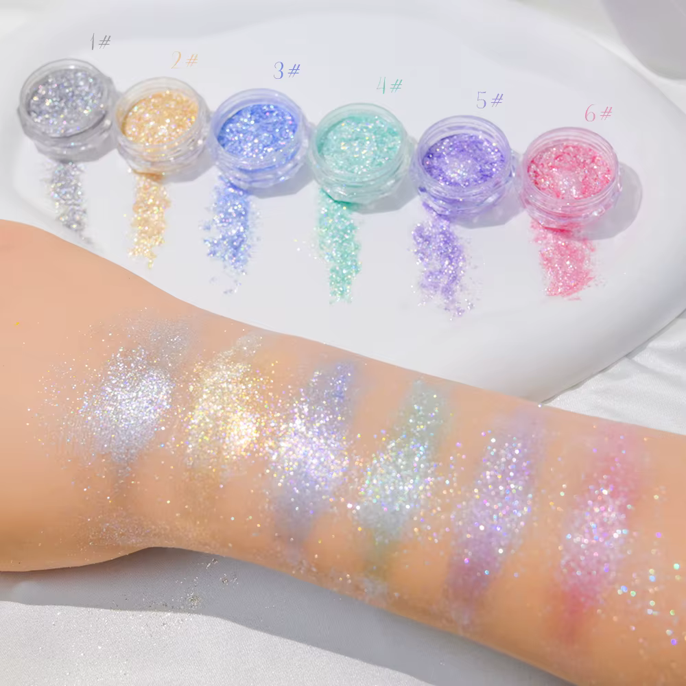 Poudre à ongles opale dorée Super brillante, paillettes de sirène, flocons irisés ultra-fins, paille
