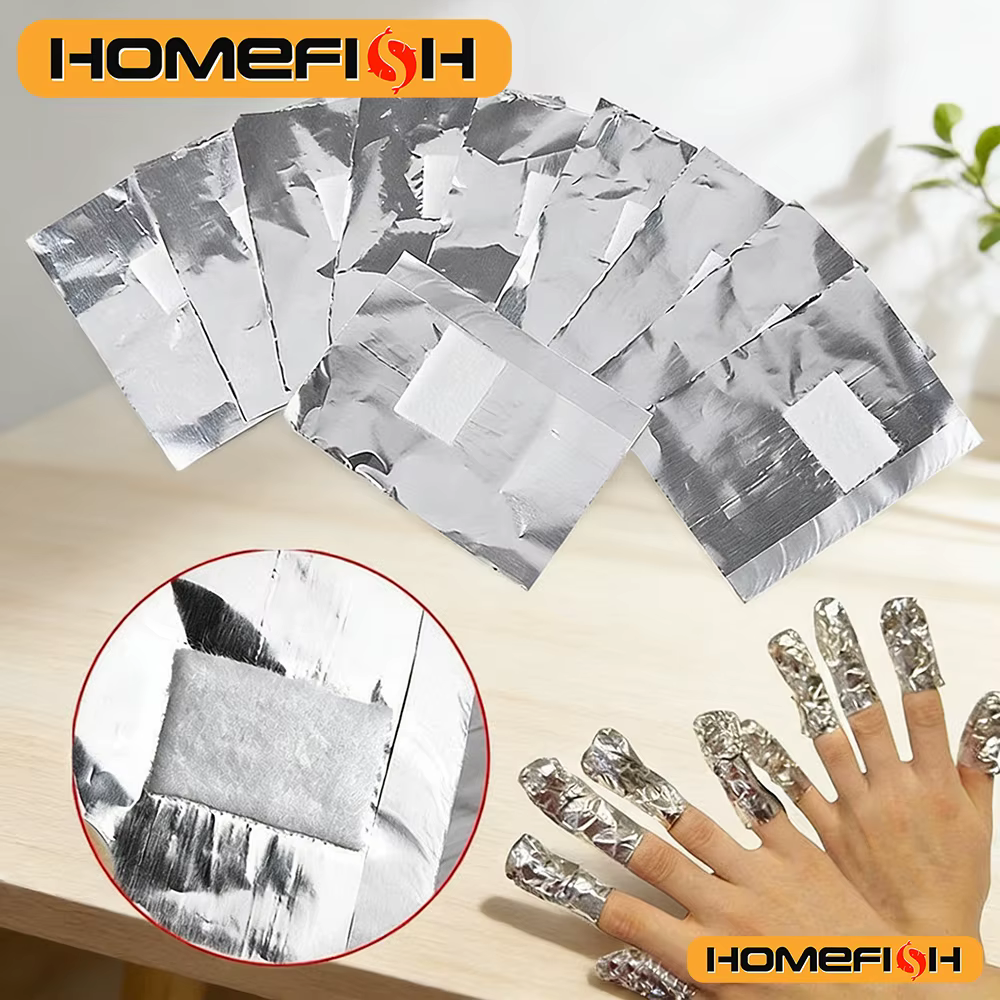 Lot de 100 lingettes en aluminium pour dissolvant de vernis gel, accessoires de manucure