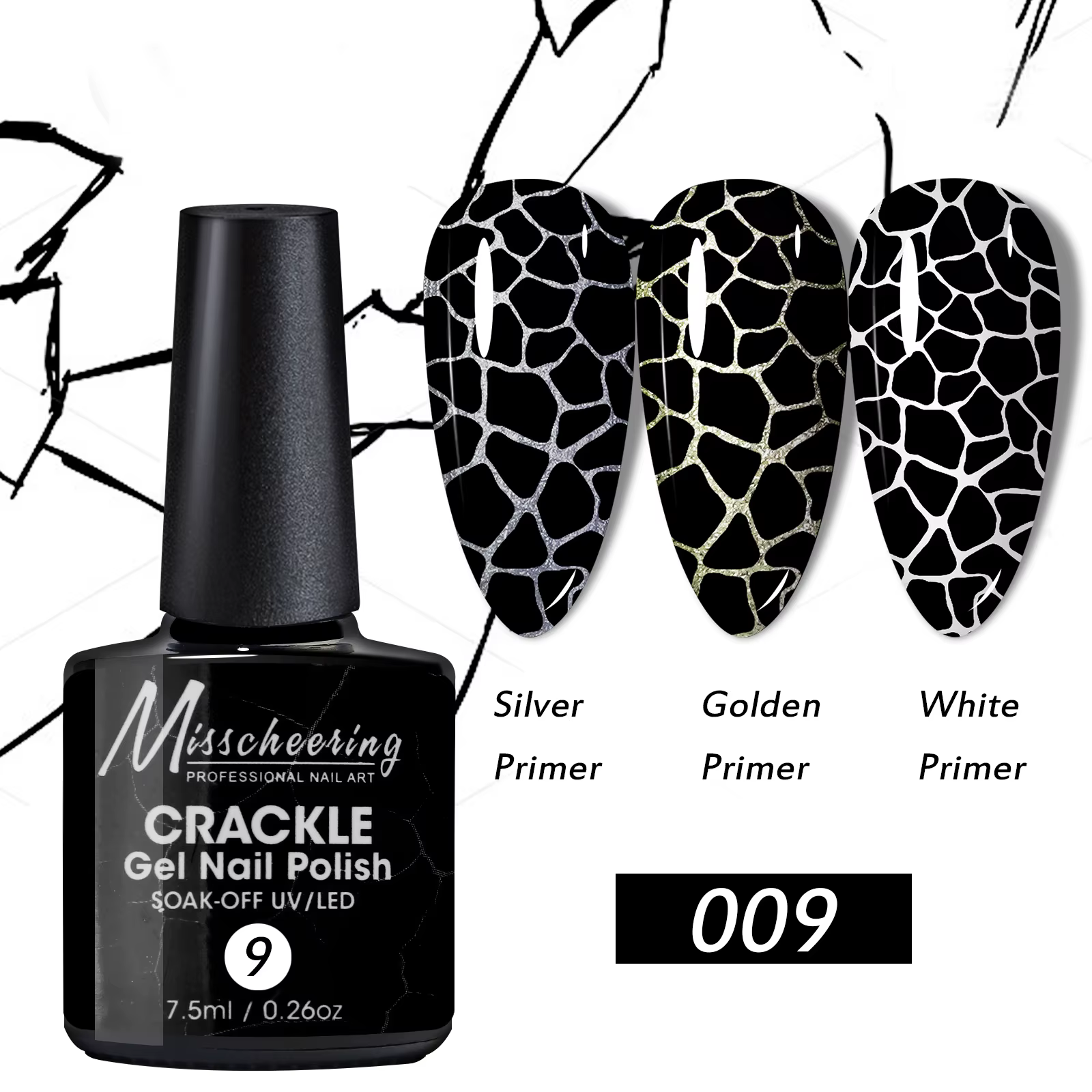 Vernis Gel à tremper Semi-Permanent, Texture marbre, effet fissure, UV/LED, conçu pour l'art des ong