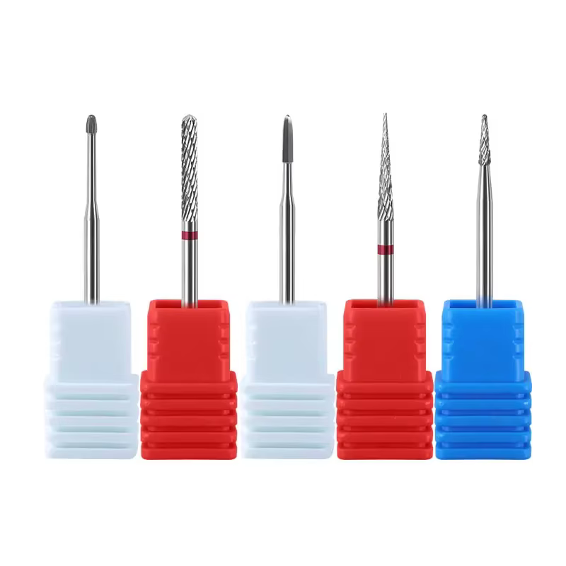 20 Types de foret à ongles en carbure de tungstène bleu arc-en-ciel, fraises à ongles électriques po
