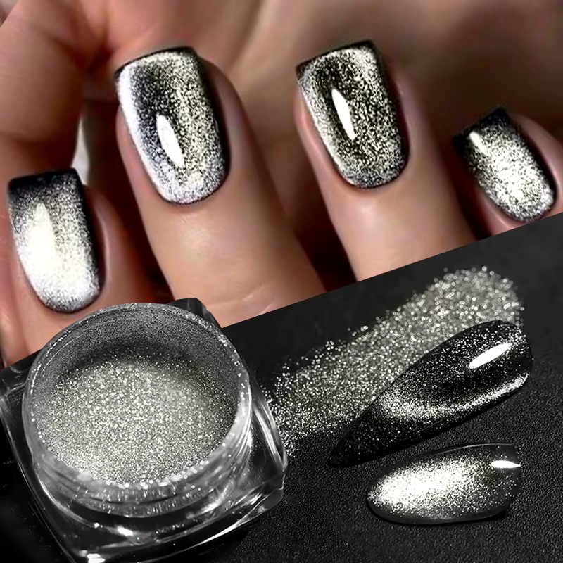 Poudre à ongles magnétique réfléchissante caméléon paillettes poussière métallique Nail Art Chrome b