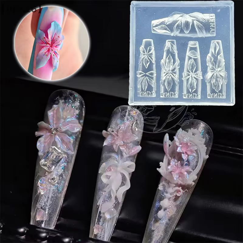 maveraHBA16 Stampo à ongles fleurs 3D outils à ongles en silicone Hawaii Hibiscus fleur pétale conce