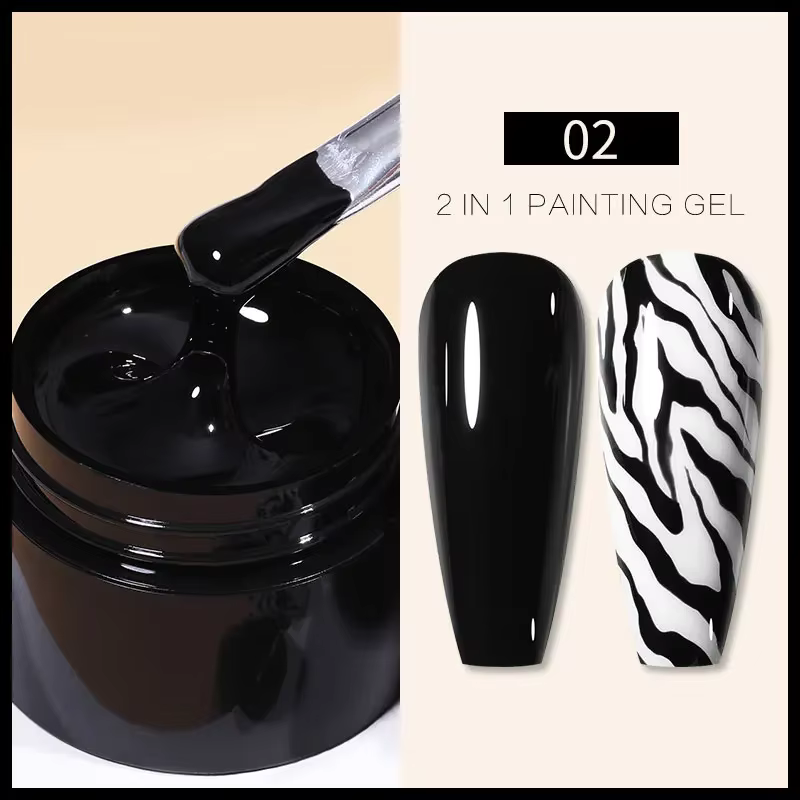 BORN PRETTY Gel de Peinture Blanc et Noir 5ml Professionnel Super Texture pour Dessin de Lignes et F