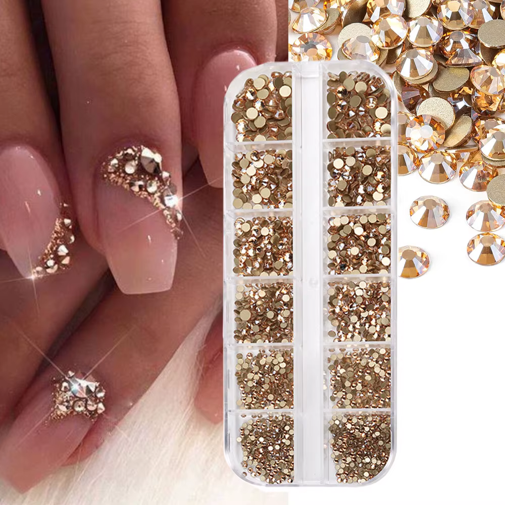 Strass pour ongles rouges, 12 grilles, 2/3/4/5mm, dos plat, cristal, diamant SS6/10/16/20/30, breloq