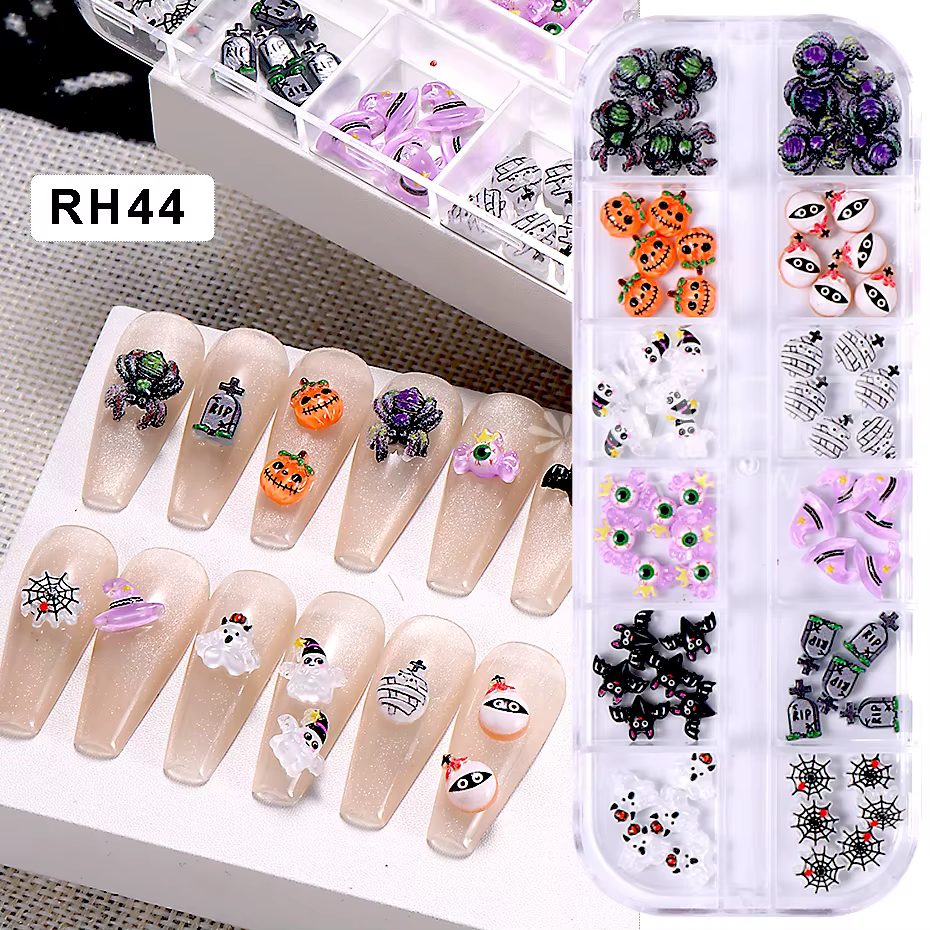 Breloques 3D en forme de chauve-souris pour Nail Art, accessoires en résine, décoration de manucure 