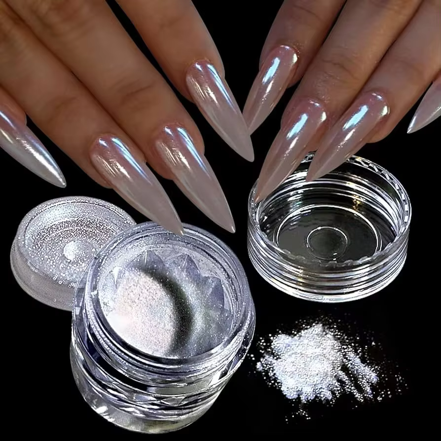 Poudre à ongles noire magique miroir, style ins, poudre de paillettes miroir super brillante, poudre