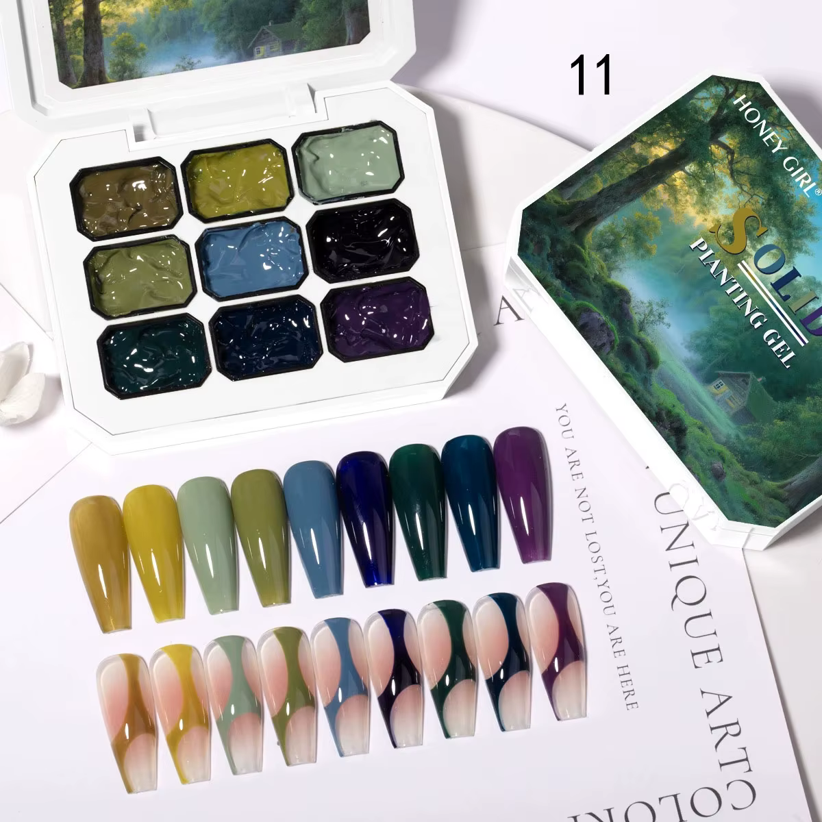 1pc Gel Solide pour Nail Art, Gel de Peinture Effet Tapoté, Vert Brun Maillard, Gel Vernis à Ongles,