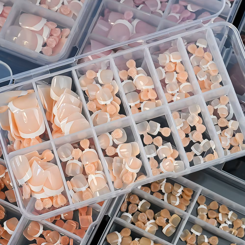 120 pièces 9 couleurs faux ongles français été court carré presse sur les ongles des orteils conseil