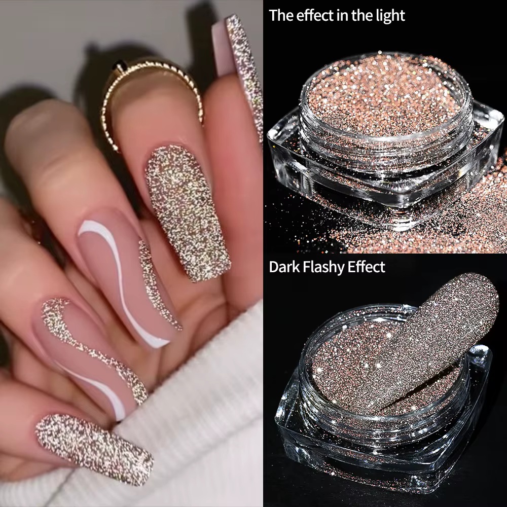 1.5g/pot blanc flocon de neige sucre poudre à ongles mer scintillant sel cristal diamant Pigment pou