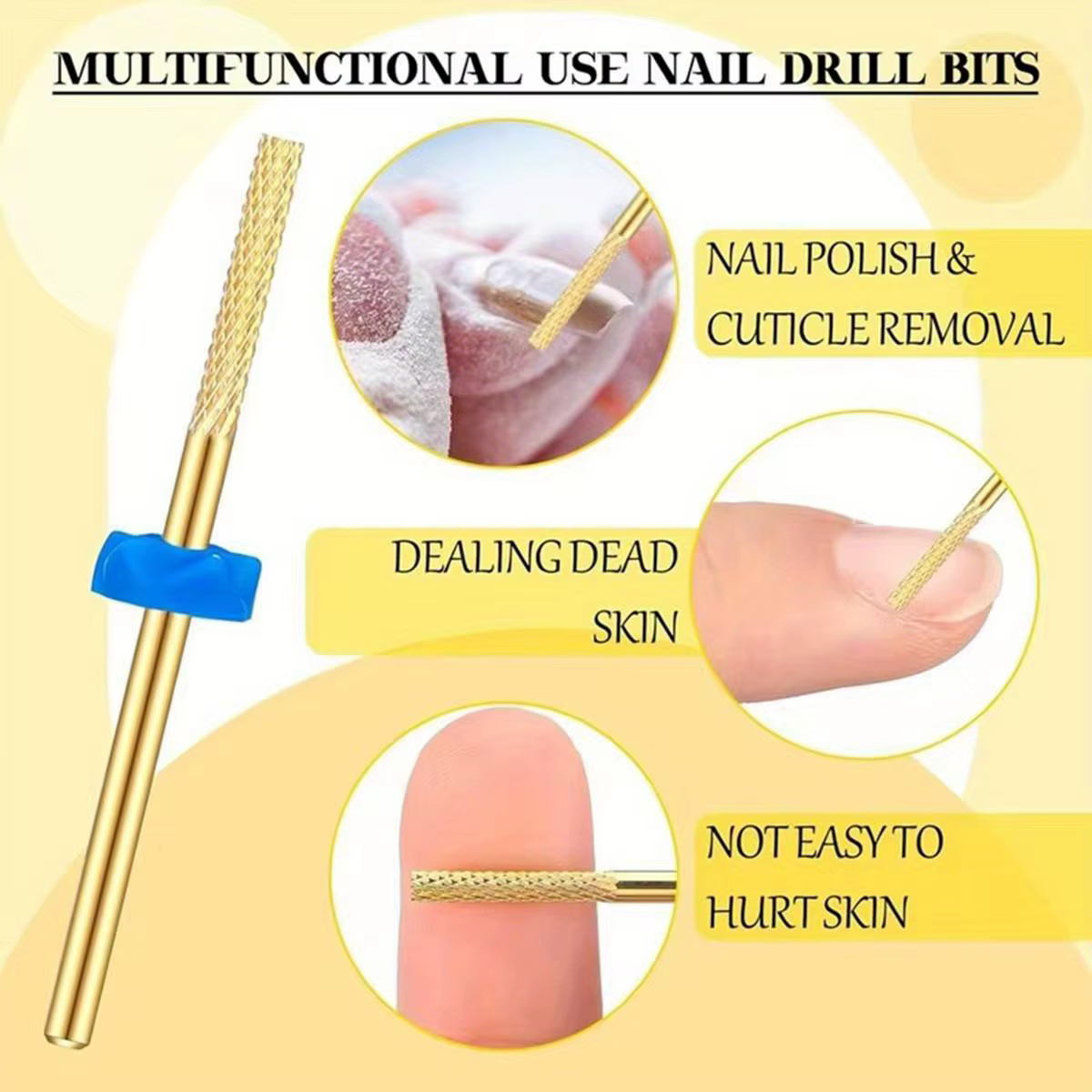 1/2 pièces argent or professionnel carbure forets à ongles forets à cuticules électrique dissolvant 