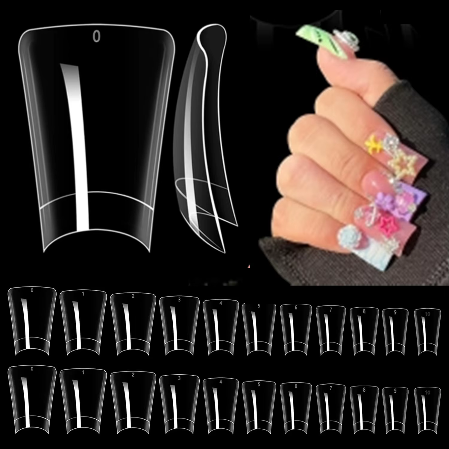 Faux ongles en forme de bec de canard - 500 pièces, demi-couverture, en gel souple, faux ongles en a