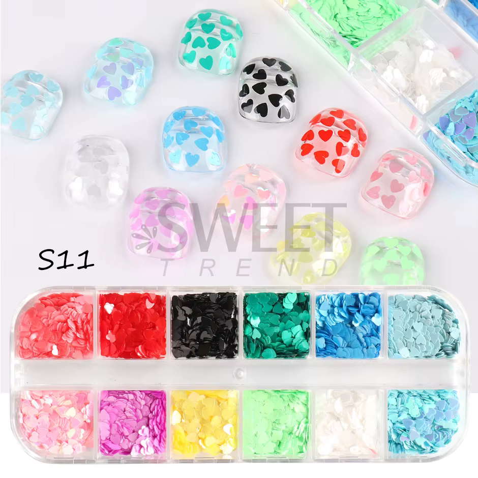 Paillettes en Forme de Cœur d'Amour pour Décoration, Accessoires de Manucure, Macaron, Kawaii, Holog