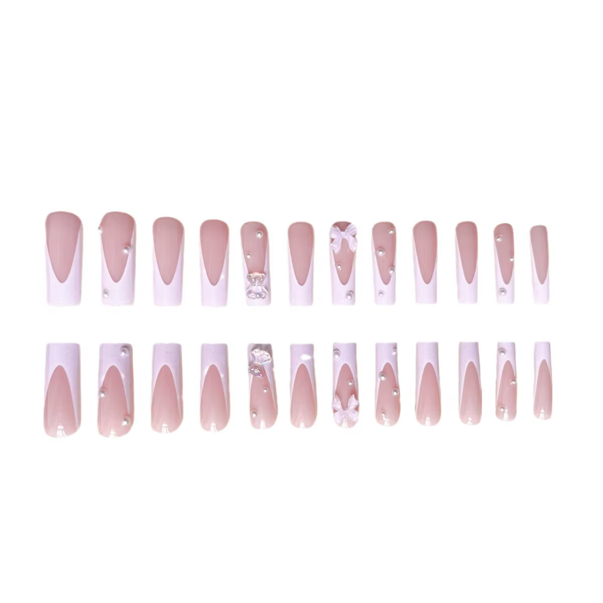 Nail French Pipe Stereo Bear Bow, Fake Pearl Manucure N64.