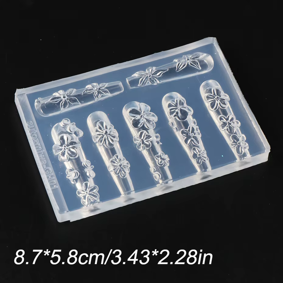 Moule en silicone 3D pour ongles Blossom Flower, moule à sculpter pour ongles, lys, cerise, différen