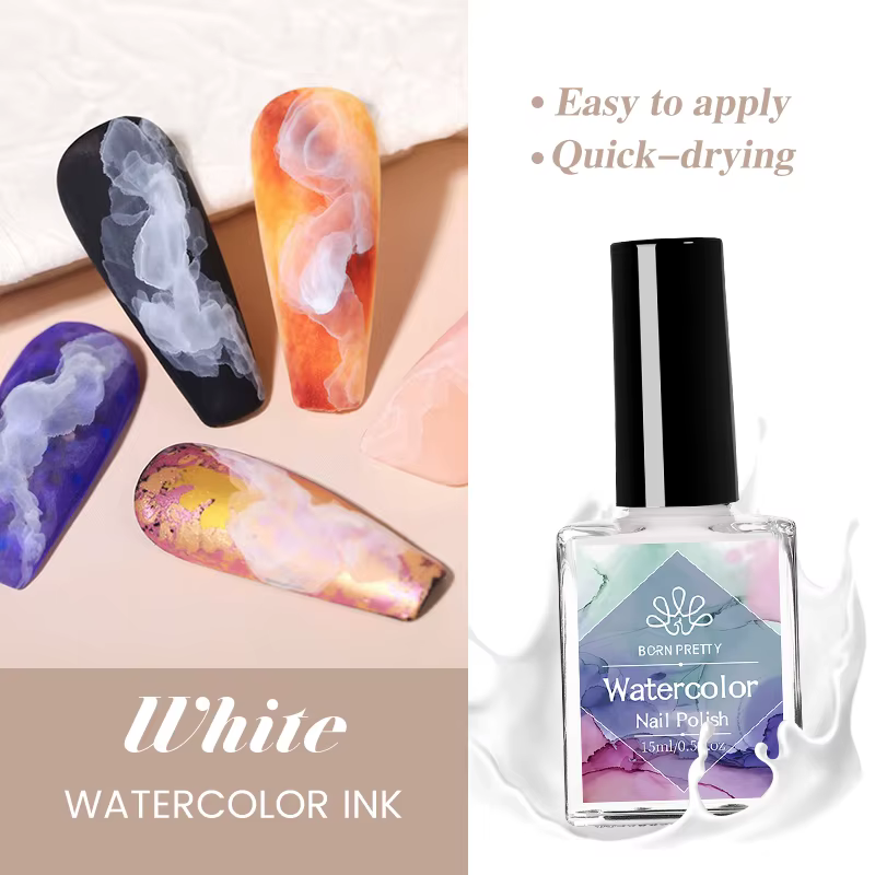 BORN PRETTY 15ml Gel à fleurs blanches UV LED Soak Off vernis à ongles effet d'épandage aquarelle ma